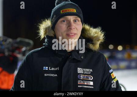 Lauri Joona de Finlande lors de la 15ème étape du Rallye Suède, deuxième manche du Championnat du monde FIA des Rallyes, à Umea, Suède, le 17 février 2024.Foto : PEO Möller / LocalEyes / TT kod 11549 Banque D'Images