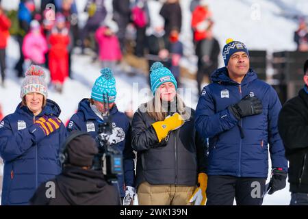 Minneapolis, Minnesota, États-Unis. 17 février 2024. Les dirigeants de course et les représentants du Minnesota lors des qualifications au sprint le jour 2 de la Coupe du monde COOP FIS Cross-Country 2024, le 17 février 2024, à Minneapolis, Minnesota, ÉTATS-UNIS. (Crédit image : © Steven Garcia/ZUMA Press Wire) USAGE ÉDITORIAL SEULEMENT! Non destiné à UN USAGE commercial ! Banque D'Images