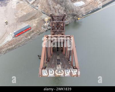 Aérien de Newark, NJ et NX Pont au-dessus de la rivière Passaic. Banque D'Images