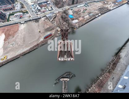 Aérien de Newark, NJ et NX Pont au-dessus de la rivière Passaic. Banque D'Images