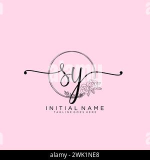 SY logo d'écriture manuscrite initial avec cercle Illustration de Vecteur