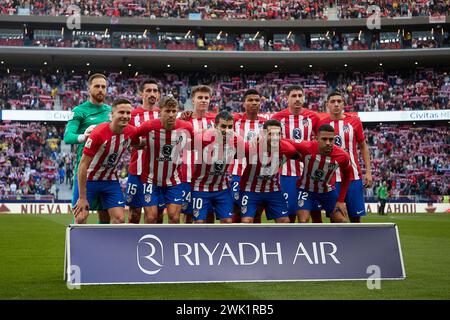 Madrid, Espagne. 17 février 2024. L'équipe de l'Atletico Madrid vue lors du match de football LaLiga EA Sports entre l'Atletico de Madrid et l'UD Las Palmas au stade Civitas Metropolitano. Score final : Atletico de Madrid 5-0 UD Las Palmas. Crédit : SOPA images Limited/Alamy Live News Banque D'Images