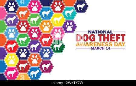 Papier peint National Dog Theft Awareness Day avec typographie. Journée nationale de sensibilisation au vol de chiens, contexte Illustration de Vecteur