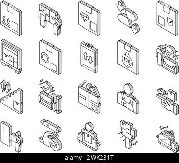 Vecteur de jeu d'icônes isométriques de Mover Express Service Collection Illustration de Vecteur