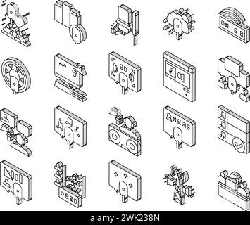 Radio Studio Podcast Collection icônes isométriques Set vecteur Illustration de Vecteur