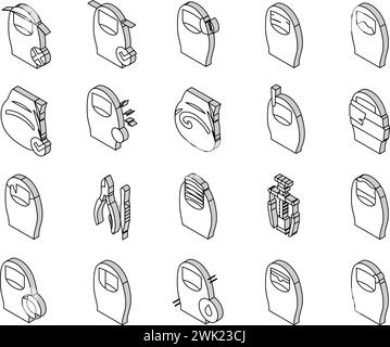 Vecteur de jeu d'icônes isométriques Inrown Nail Disease Collection Illustration de Vecteur