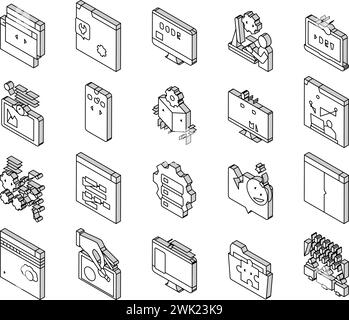 Dev Code occupation Collection icônes isométriques set vecteur Illustration de Vecteur