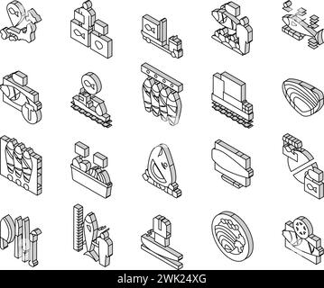 Tuna Auction Tsukiji Market Collection vecteur de jeu d'icônes isométriques Illustration de Vecteur