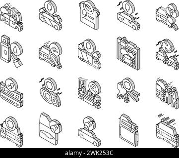 Vecteur de jeu d'icônes isométriques de collection de peinture de voiture Illustration de Vecteur