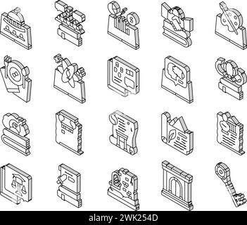 Histoire apprendre leçon éducative vecteur de jeu d'icônes isométriques Illustration de Vecteur