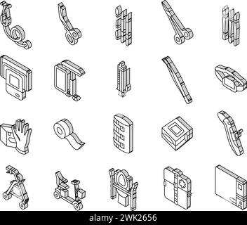Vecteur de jeu d'icônes isométriques d'instrument et d'équipement médical Illustration de Vecteur