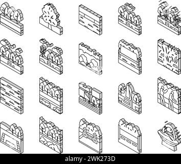 Park Meadow nature et Playground icônes isométriques Set vecteur Illustration de Vecteur