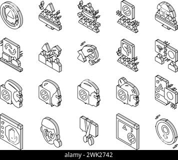 Annuler culture et discrimination icônes isométriques définir vecteur Illustration de Vecteur