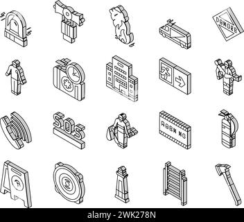 Aide d'urgence dans l'accident icônes isométriques définir vecteur Illustration de Vecteur