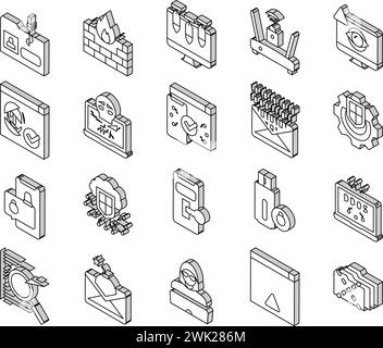 Internet Security Collection icônes isométriques définir vecteur Illustration de Vecteur