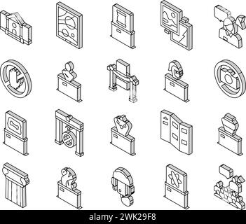 Musée Gallery exposition Collection vecteur de jeu d'icônes isométriques Illustration de Vecteur
