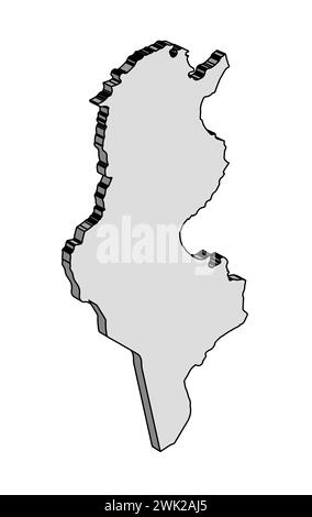 Plan 3D du pays de la Ligue arabe de Tunisie Banque D'Images