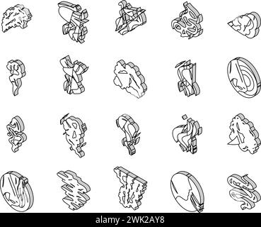 vecteur d'ensemble d'icônes isométriques d'arôme de nez de fumée de fumée Illustration de Vecteur