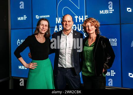 Mariette Rissenbeek, Christian Bräuer und Tricia Tuttle beim Empfang der Arthouse-Kino Verbände Cicae und der AG Kino Gilde im Rahmen der Berlinale 2024 / 74. Internationale Filmfestspiele Berlin in der SAP Lounge. Berlin, 17.02.2024 *** Mariette Rissenbeek, Christian Bräuer et Tricia Tuttle à la réception des associations de cinémas d'art-art Cicae et AG Kino Gilde dans le cadre du Festival international du film de Berlin Berlinale 2024 74 au SAP Lounge Berlin, 17 02 2024 Foto:XM.xHuebnerx/xFuturexImagex Arthouse 4205 Banque D'Images