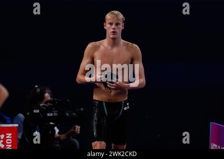 Doha, Qatar. 18 février 2024. DOHA, QATAR - 18 FÉVRIER : Thomas Jansen, des pays-Bas, en compétition dans les manches Medley individuelles du 400 m hommes le jour 17 : natation des Championnats du monde de natation de Doha 2024 le 18 février 2024 à Doha, Qatar. (Photo de MTB-photo/BSR Agency) crédit : BSR Agency/Alamy Live News Banque D'Images