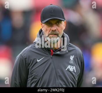 Londres, Royaume-Uni. 17 février 2024 - Brentford v Liverpool - premier League - GTECH Community Stadium. Liverpool Manager Jurgen Klopp. Crédit photo : Mark pain / Alamy Live News Banque D'Images