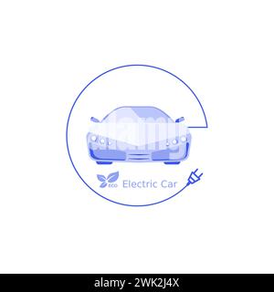 Logo voiture électrique .technologies du futur . Icônes de voiture électrique de ligne . Charger une voiture via une batterie . Illustration de Vecteur