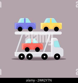 Icône d'illustration d'art logo plat de dessin animé concept de symbole de conception de transport de camion ramasser l'équipement lourd Illustration de Vecteur