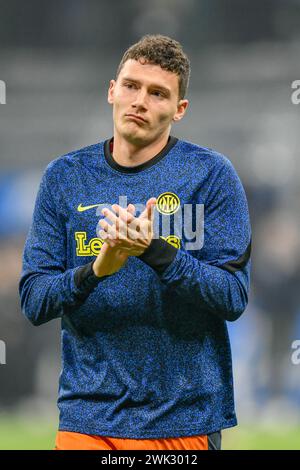 Milan, Italie. 16 février 2024. Benjamin Pavard de l'Inter a vu avant le match de Serie A entre l'Inter et Salernitana à Giuseppe Meazza à Milan. (Crédit photo : Gonzales photo - Tommaso Fimiano). Banque D'Images