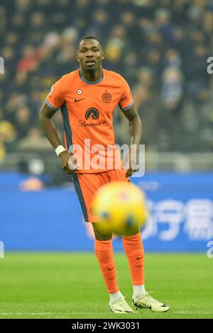 Milan, Italie. 16 février 2024. Marcus Thuram (9 ans) de l'Inter vu lors du match de Serie A entre l'Inter et Salernitana à Giuseppe Meazza à Milan. (Crédit photo : Gonzales photo - Tommaso Fimiano). Banque D'Images