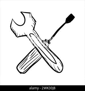 illustration artistique esquisse abstraite dessin de main icône de vecteur de symbole des outils d'aide Illustration de Vecteur