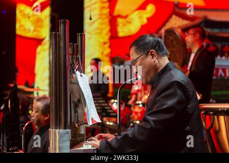 Orchestre jouant de la musique traditionnelle chinoise Banque D'Images