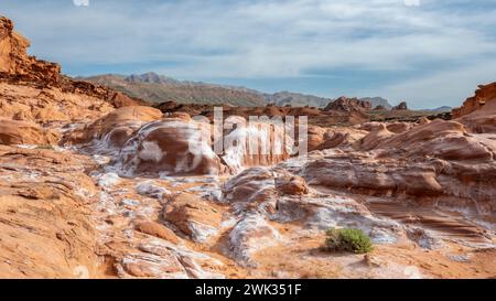 Little Finland (alias Hobgoblin’s Playground), monticules vallonnés givrés de sel, Gold Butte National Monument, près de Bunkerville, Nevada. Banque D'Images