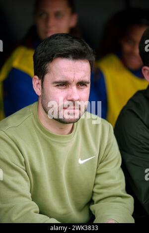 Sant Joan Despi, Espagne, 18 février 2024. Espagne Liga F : FC Barcelona v Atletico de Madrid. Jonatan Giraldez, entraîneur-chef du FC Barcelone. Crédit : Joan G/Alamy Live News Banque D'Images