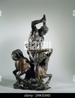 Hercule bat le centaure Eurytion, Giambologna (après), c. 1600 - c. 1650 bronze avec patine laquée, Banque D'Images
