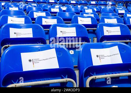 Platzreservierung für Angehörige und Gäste der Deutschen Botschaft Nikosia für das Konzert der Berliner Philharmoniker im Hafen von Pafos. Die Stadt i. Banque D'Images