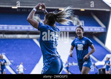 Birmingham, Royaume-Uni. 18 février 2024. Birmingham, Angleterre, le 18 février 2024 : Ivana Fuso (13 Birmingham) célèbre après avoir marqué lors du match de football de la FA Womens Championship entre Birmingham City et Southampton à St Andrews à Birmingham, Angleterre (Natalie Mincher/SPP) crédit : SPP Sport Press photo. /Alamy Live News Banque D'Images