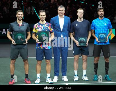 Rotterdam, pays-Bas. 16 février 2024. Nikola Mektić de CROATIE, Wesley Koolhof de Nederland et Botic van de Zandschulp, Robin Haase de Nederlandt finale double lors de l'ABN Amro Open 2024, ATP 500 tournoi de tennis le 16 février 2024 à Rotterdam, pays-Bas - photo Laurent Lairys/MAXPPP crédit : MAXPPP/Alamy Live News Banque D'Images