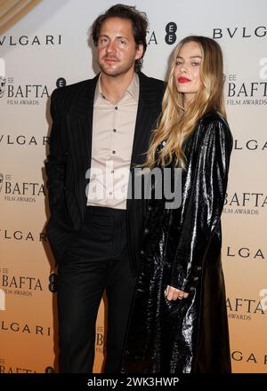 Londres, Royaume-Uni. 17 février 2024. Tom Ackerley et Margot Robbie assistent à la BAFTA Nominees Party 2024 à la National Gallery de Trafalgar Square, à Londres. (Photo de Cat Morley/SOPA images/SIPA USA) crédit : SIPA USA/Alamy Live News Banque D'Images