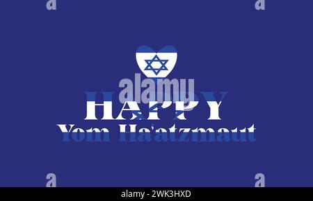 Happy Yom Ha'atzmaut texte avec motif d'illustration de fond de drapeau Illustration de Vecteur