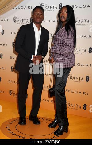 Londres, Royaume-Uni. 17 février 2024. David Jonsson et Vivian Oparah assistent au BAFTA Nominees Party 2024 à la National Gallery de Trafalgar Square, Londres. (Photo de Cat Morley/SOPA images/SIPA USA) crédit : SIPA USA/Alamy Live News Banque D'Images