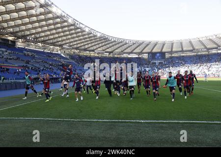 Rome, Latium, Italie. 18 février 2024. Les joueurs de Bologne célèbrent à la fin Serie A match de football SS Lazio - Bologna FC Stadio Olimpico le 18 février 2024 à Rome, Italie. (Crédit image : © Ciro de Luca/ZUMA Press Wire) USAGE ÉDITORIAL SEULEMENT! Non destiné à UN USAGE commercial ! Banque D'Images