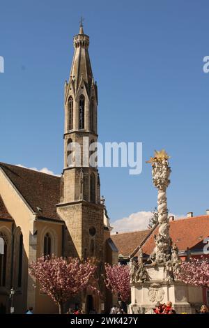 Église de la chèvre et statue de la Sainte Trinité, Sopron Banque D'Images