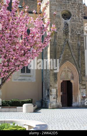 Entrée de l'église bénédictine, Sopron Banque D'Images