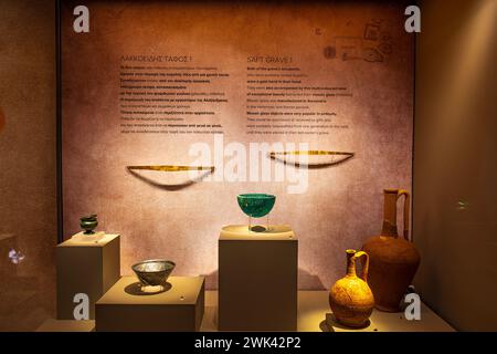 Intérieur du Musée archéologique de Pylos dans la région de Niokastro, Château de Pylos. Les expositions remontent à une période allant de la période préhistorique Banque D'Images