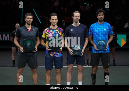 Rotterdam, pays-Bas. 18 février 2024. Nikola Mektić de CROATIE, Wesley Koolhof de Nederland et Botic van de Zandschulp, Robin Haase de Nederlandt finale double lors de l'ABN Amro Open 2024, ATP 500 tournoi de tennis le 16 février 2024 à Rotterdam, pays-Bas - photo Laurent Lairys/ABACAPRESS.COM crédit : Abaca Press/Alamy Live News Banque D'Images