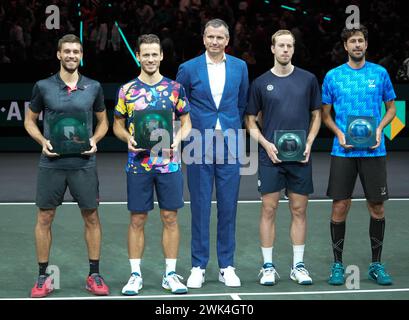 Rotterdam, pays-Bas. 18 février 2024. Nikola Mektić de CROATIE, Wesley Koolhof de Nederland et Botic van de Zandschulp, Robin Haase de Nederlandt finale double lors de l'ABN Amro Open 2024, ATP 500 tournoi de tennis le 16 février 2024 à Rotterdam, pays-Bas - photo Laurent Lairys/ABACAPRESS.COM crédit : Abaca Press/Alamy Live News Banque D'Images