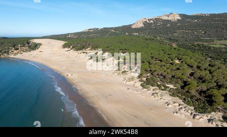 Vue aérienne de la dune de Bolonia sur la plage du même nom Banque D'Images