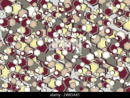 Toile de fond hexagonale texturée colorée pour textiles ou tissus. Fond 3D abstrait comme cailloux pour les intérieurs ou les affiches, papier peint, couvertures, festival Banque D'Images
