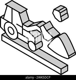 illustration vectorielle d'icône isométrique de machine de chargement de gravier de pierre de tracteur Illustration de Vecteur