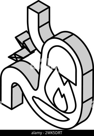 illustration vectorielle d'icône isométrique d'estomac de brûlures d'estomac Illustration de Vecteur